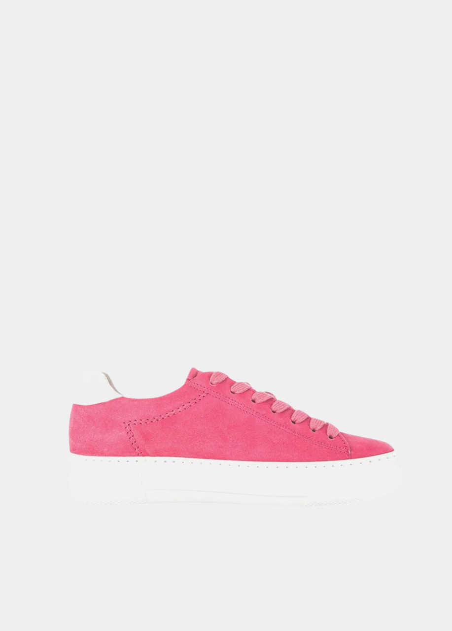 Gabor Trendy Pink Suede Platform Trainers