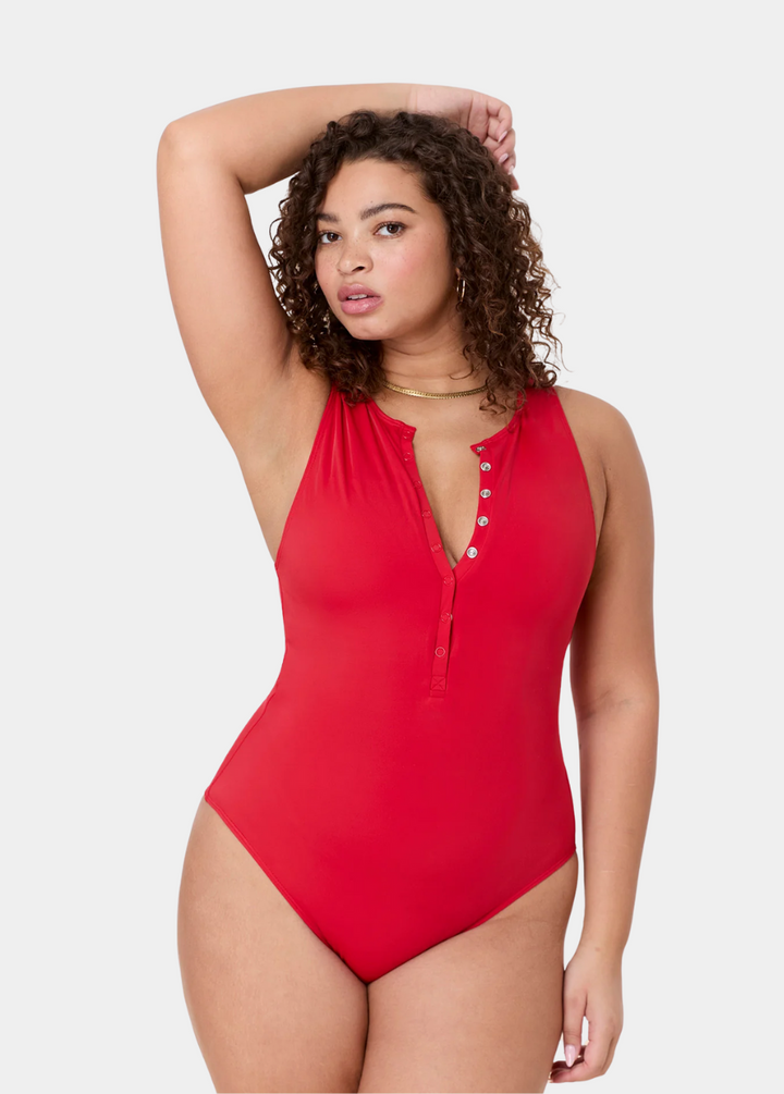 The Malibu One Piece - Eco Nylon - Cherry Red - Long Torso