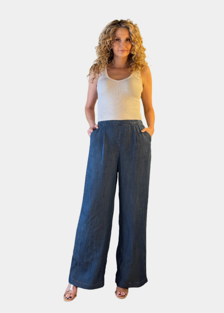 Textured Chambray Pants