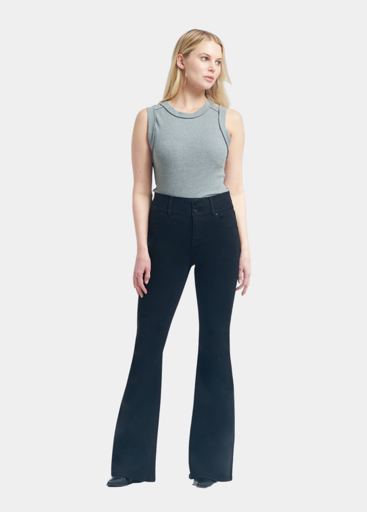 34" High Rise Fit & Lift Shapewear Flare Jeans - Black