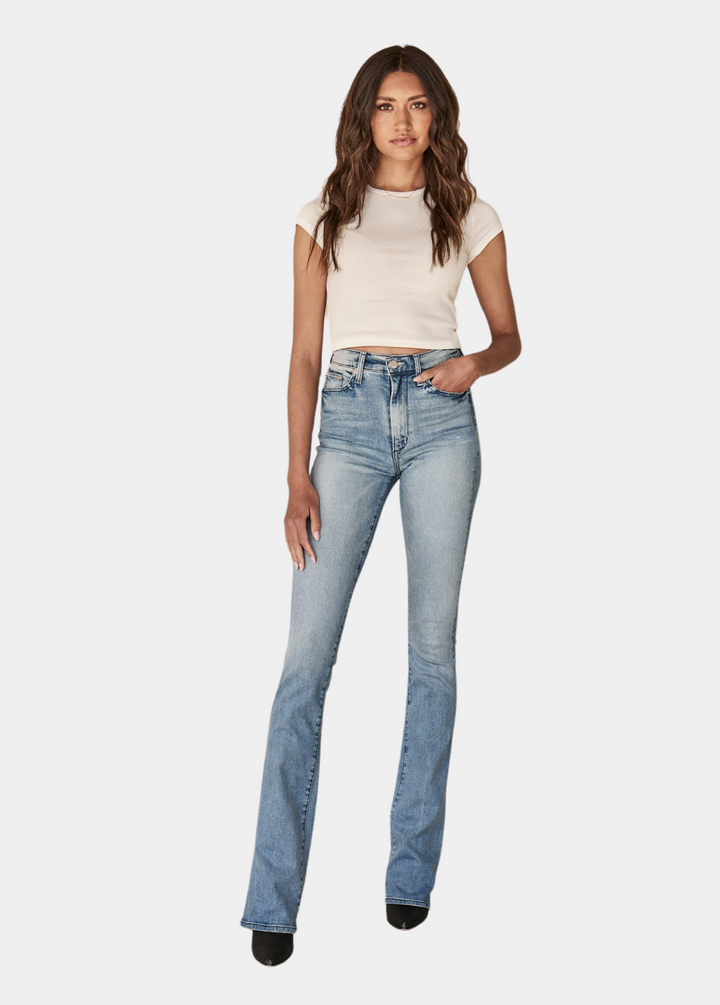 Gabrielle Mid-Rise Light Wash Flare Jeans