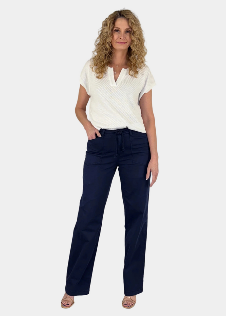 Nautical Wide Leg Twill Pants