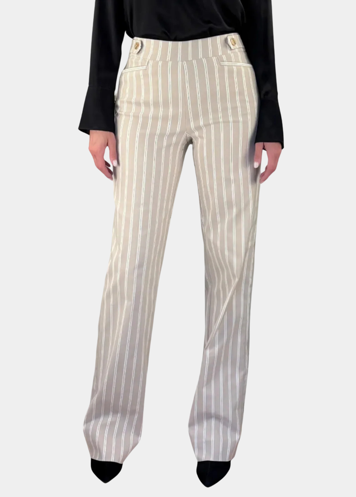 Lola Striped Wide Leg Tall Pants - Tan Stripe