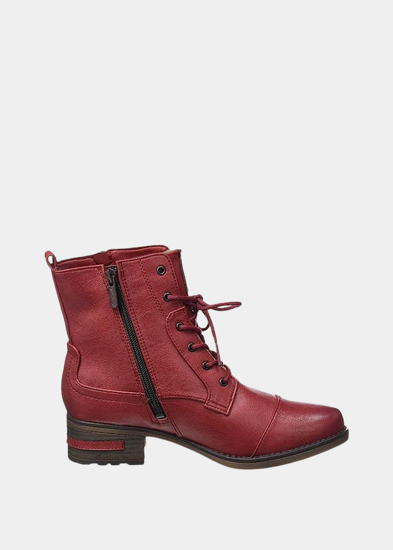 Mustang Classic Red Lace Up Ankle Boots 10 Uk 44 EU 12 US