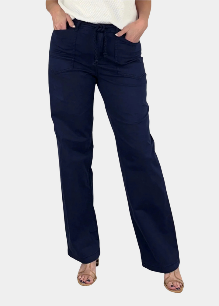 Nautical Wide Leg Twill Pants