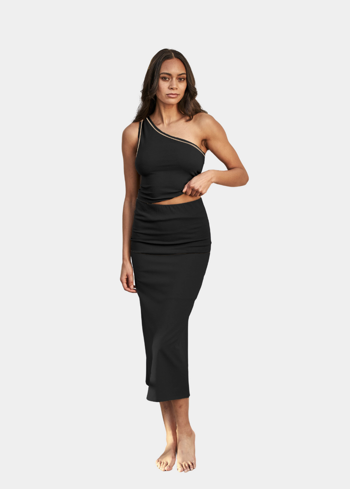 Elaine One Shoulder Top - Black