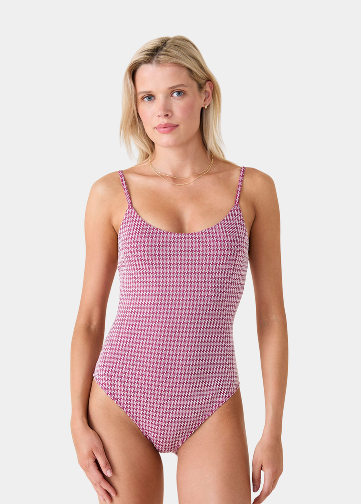 The Amalfi One Piece - Merlot Houndstooth