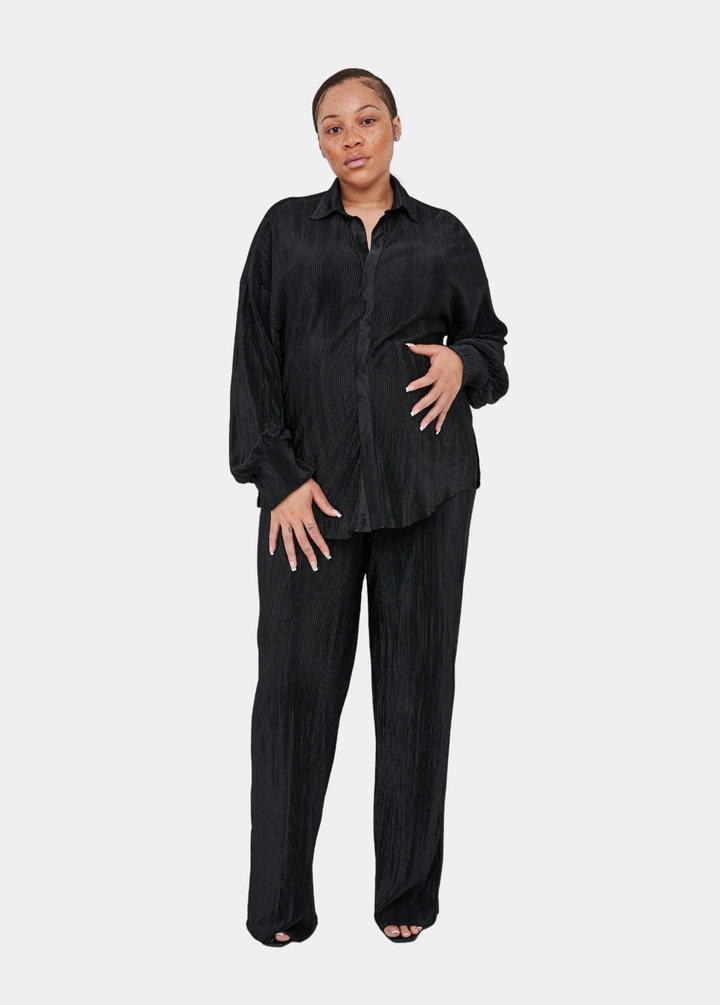 Kaia Tall  Plisse Shirt (Shirt Only) - Black