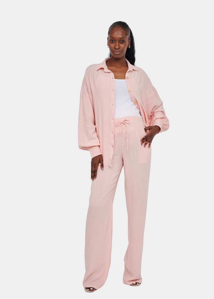 Leilani Tall Linen Shirt (Shirt Only) - Blush Pink