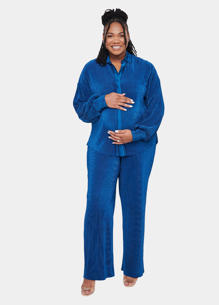 Kaia Tall Plisse Trouser (Trousers Only) - Blue