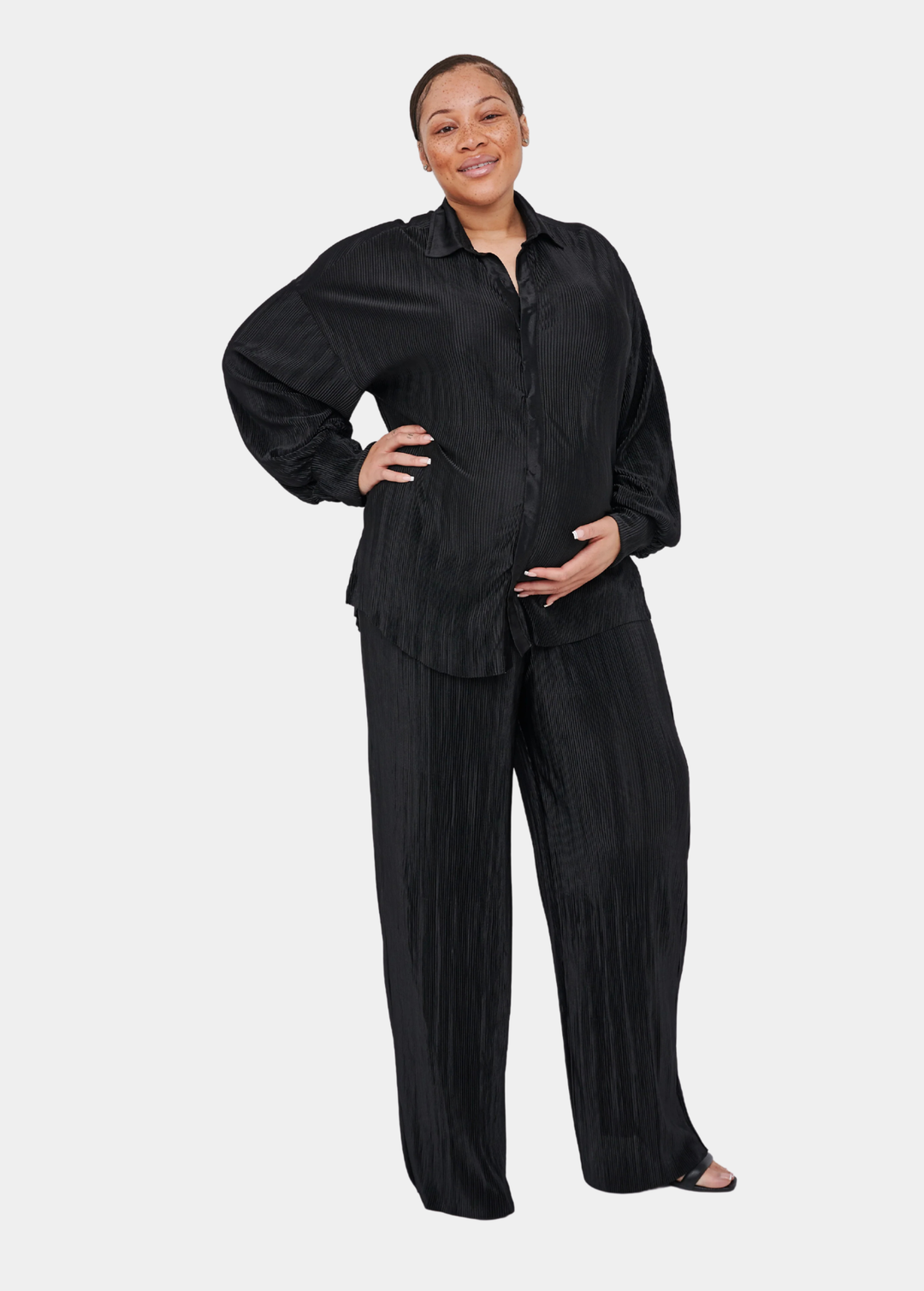 Kaia Tall  Plisse Trouser (Trousers Only) - Black