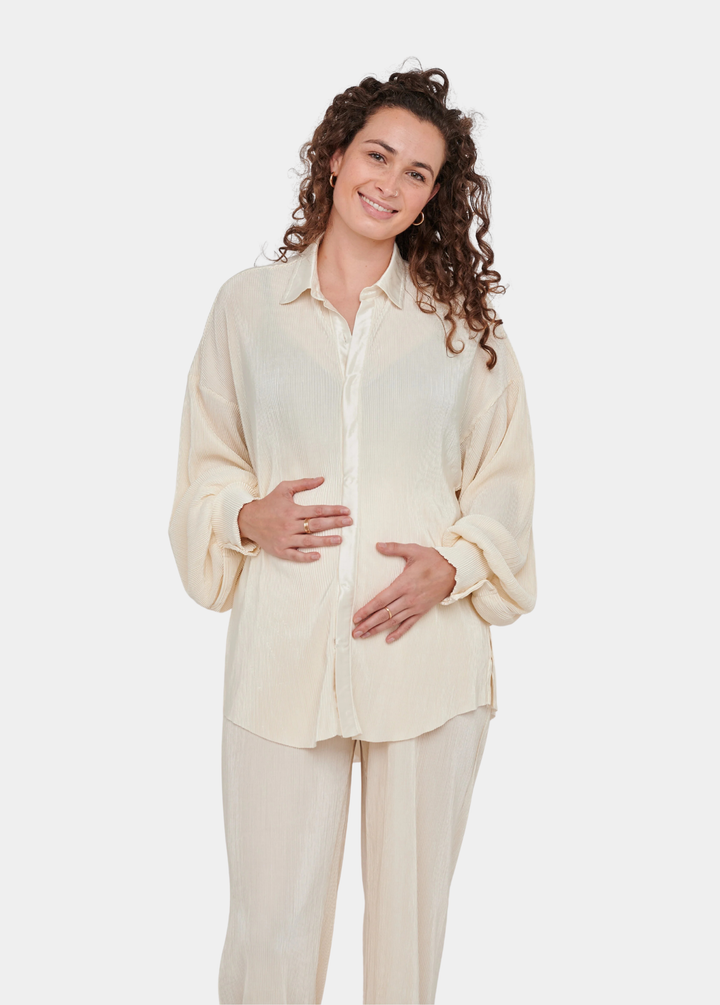 Kaia Tall  Plisse Shirt (Shirt Only) - Cream