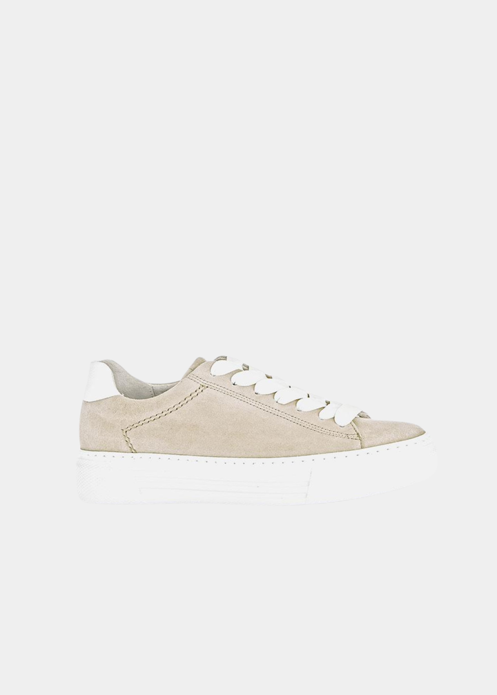 Gabor Trendy Suede Platform Trainers - Beige