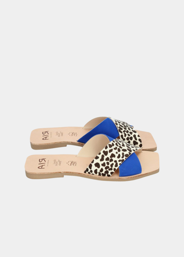 Ria Fab Cheetah Leather Slip On Sandals