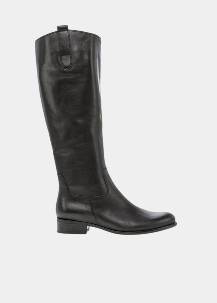 Gabor Stylish Medium Fit Long Leather Boots -  Black