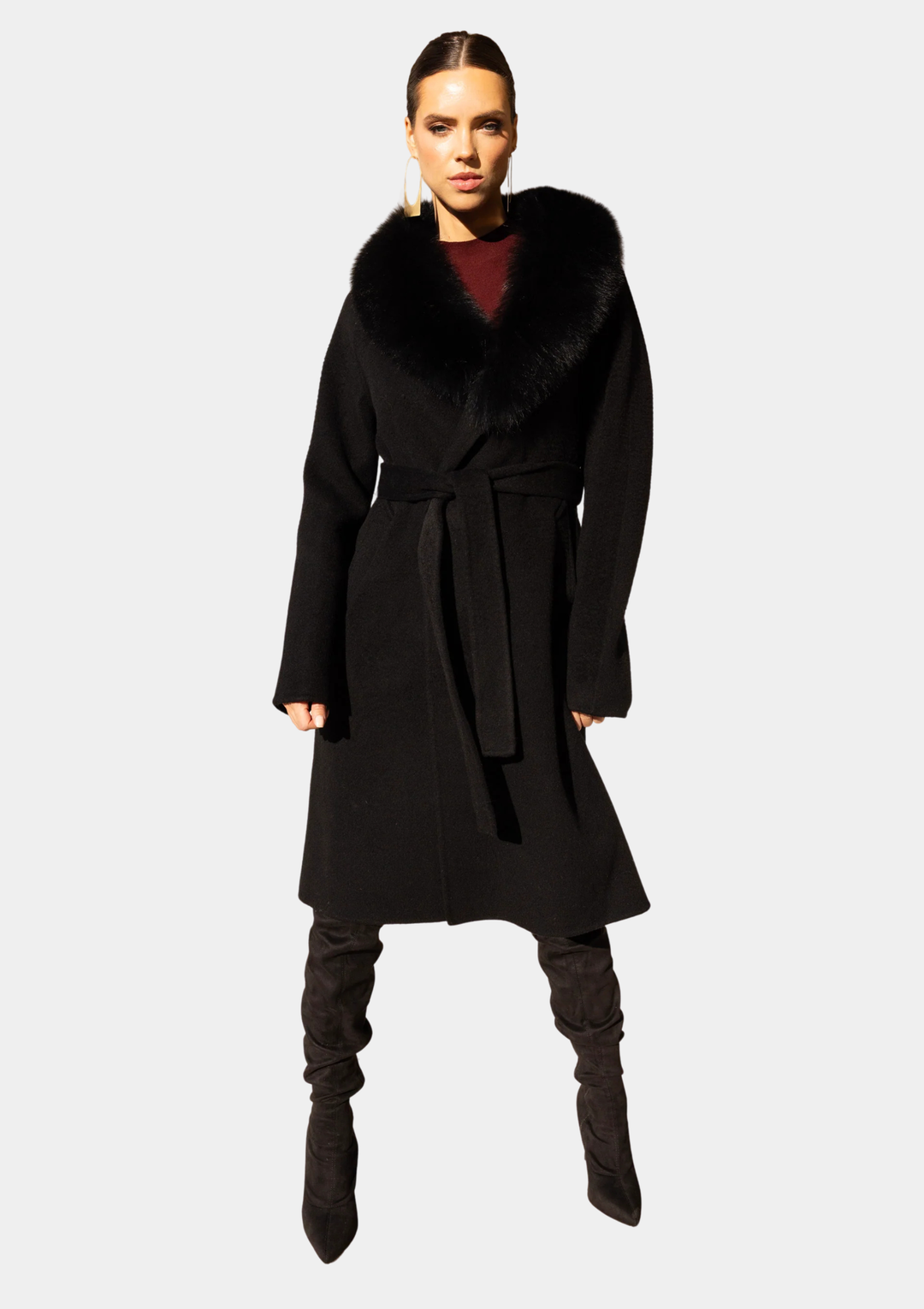 The Heirloom Wool & Fur Coat - Black