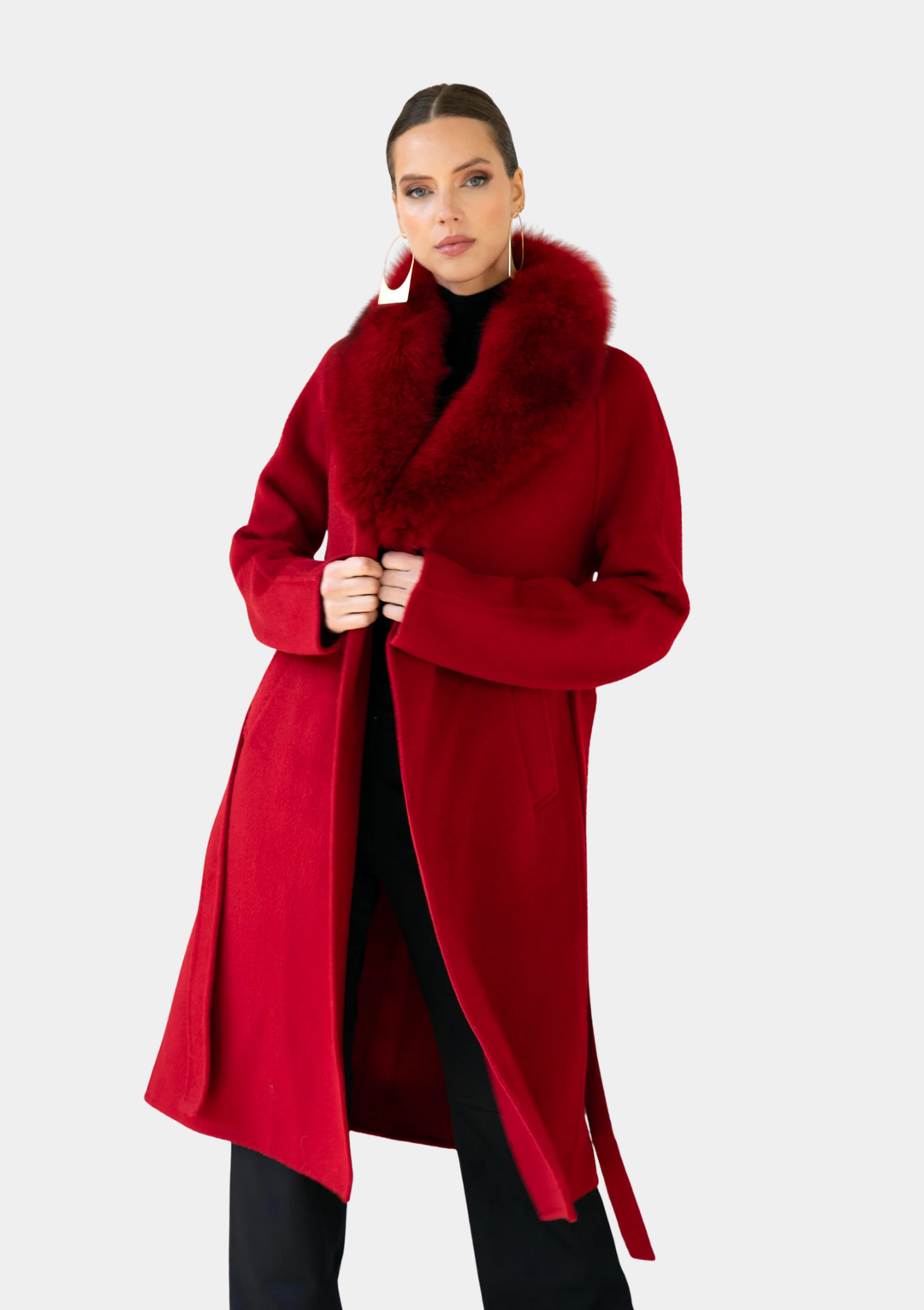 The Heirloom Wool & Fur Coat - Red