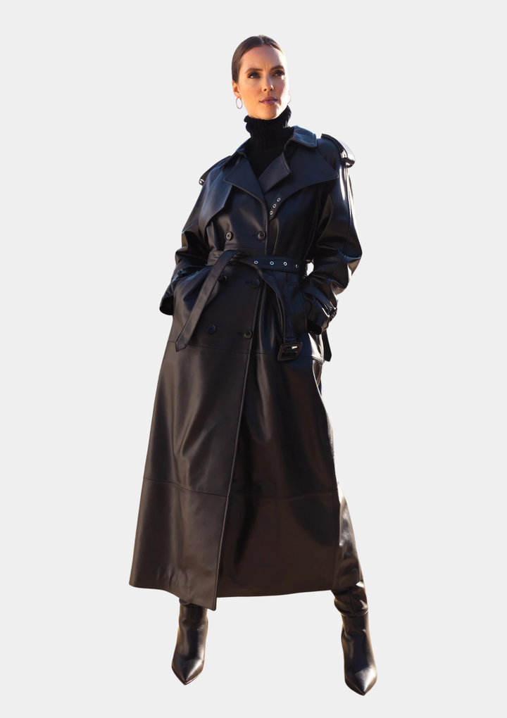 Phoenix Leather Coat - Black