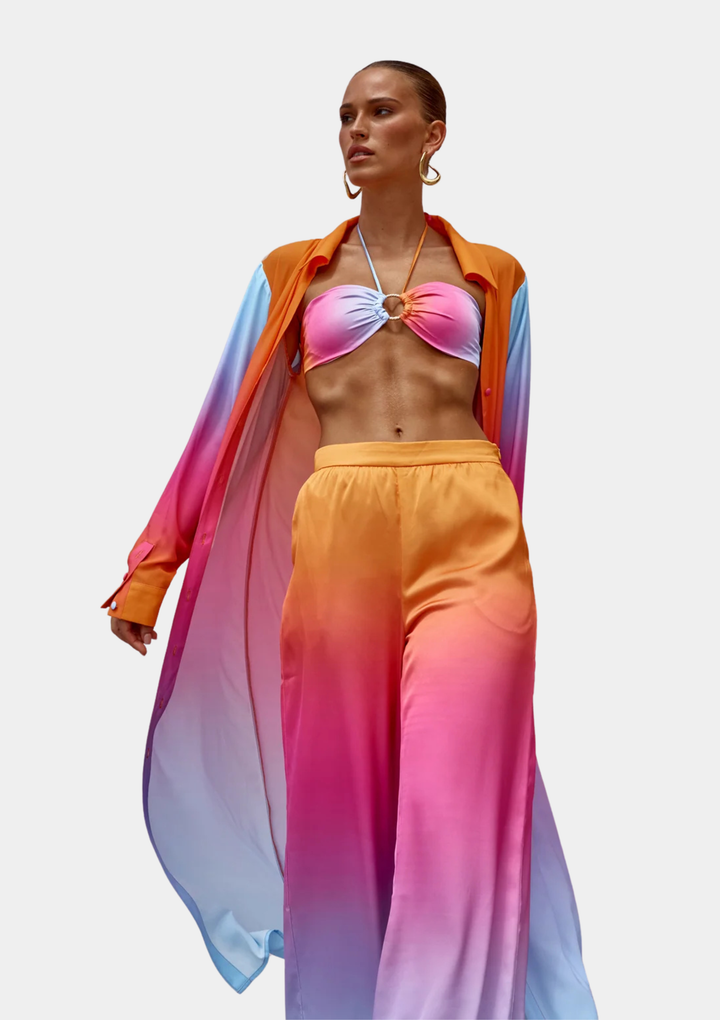 Hope & Harmony Maxi Duster Coverup Coat - Orange Ombre