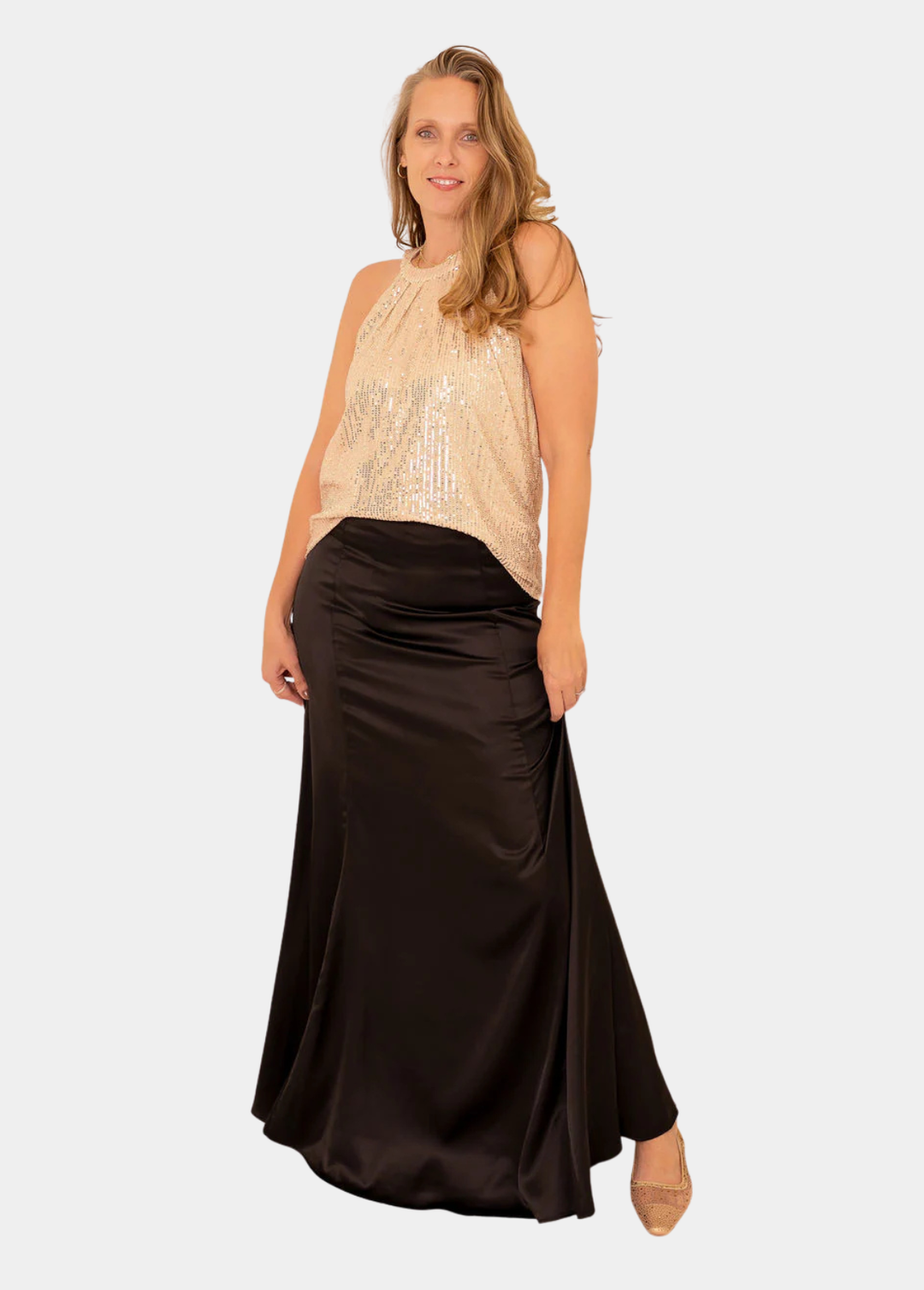 Tall Satin Maxi Skirt - Black