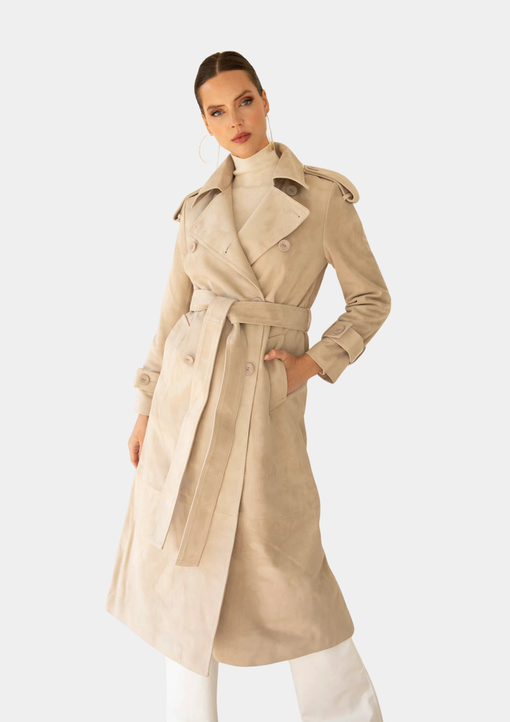 In Motion Suede Coat - Beige