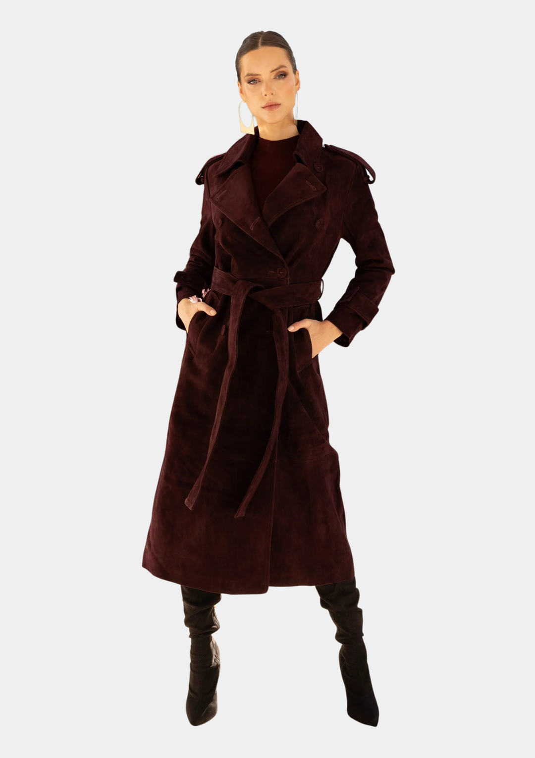 In Motion Suede Coat - Burgundy