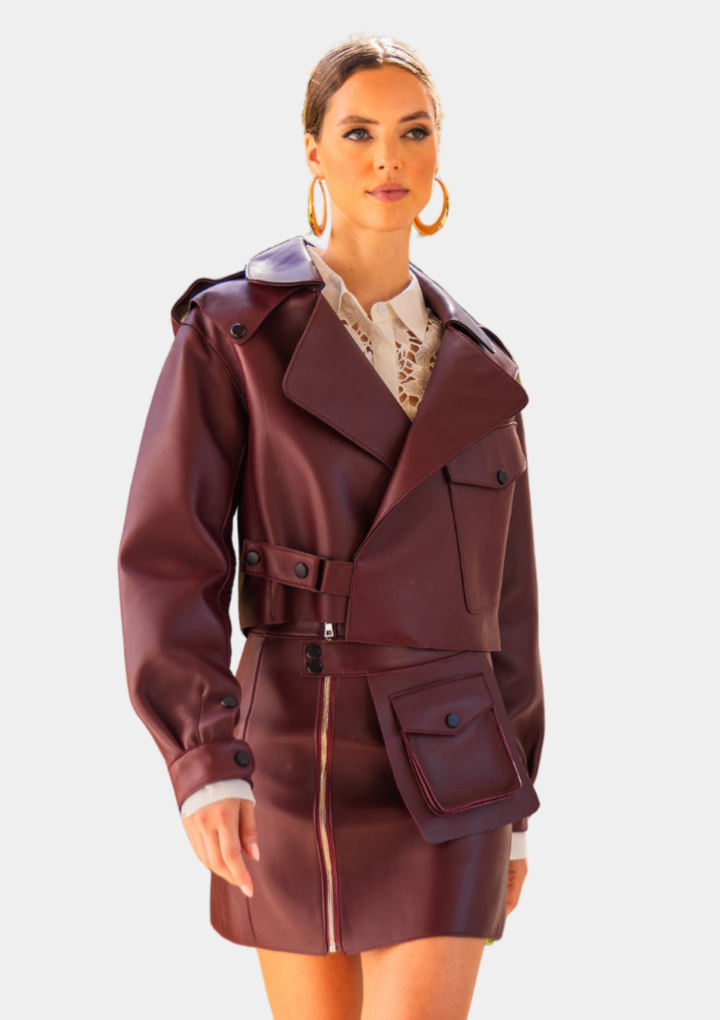 First Love Leather Jacket - Burgundy