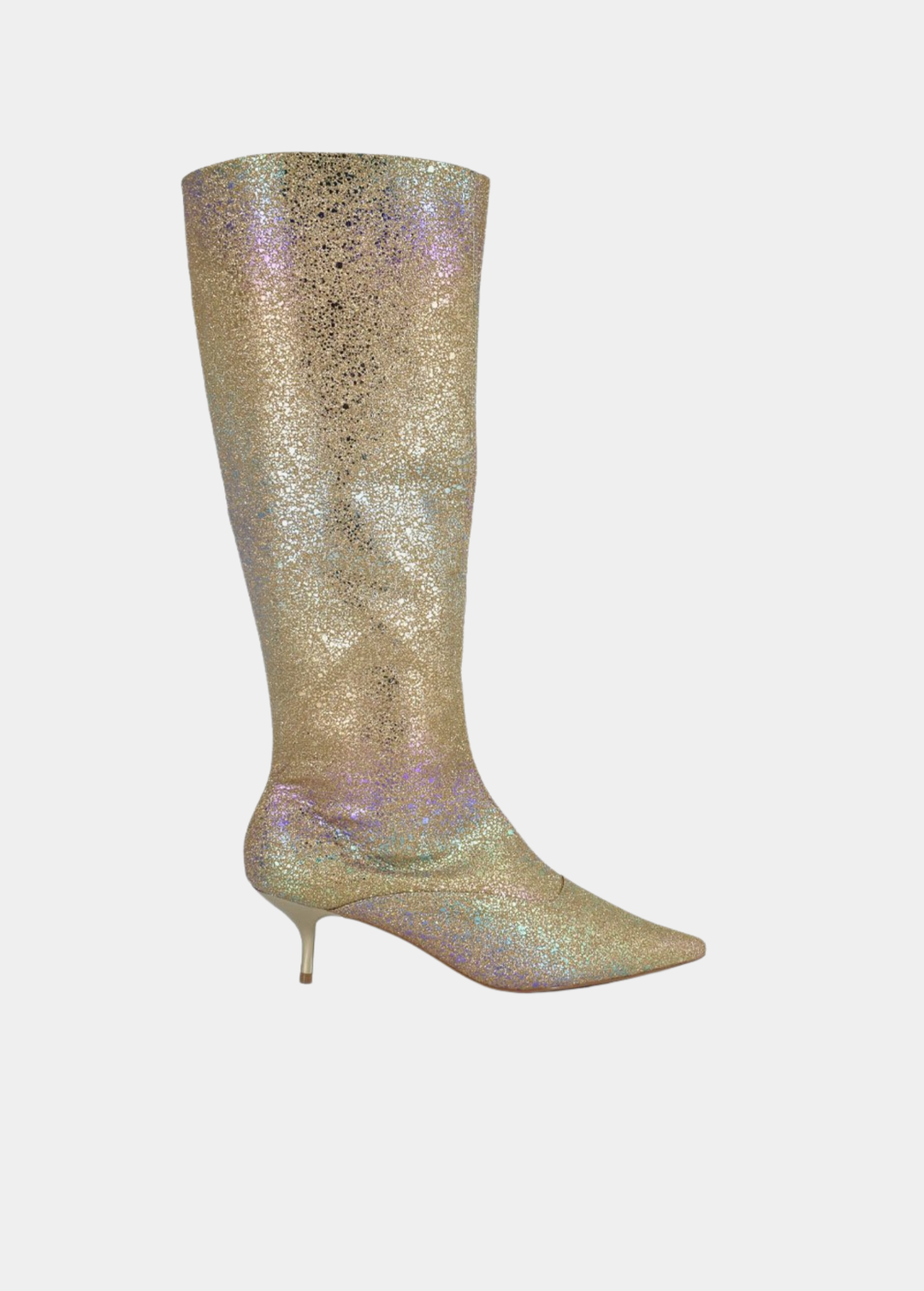 Belle & Lucy Showstopper Iridescent Glitter Long Boots - Gold