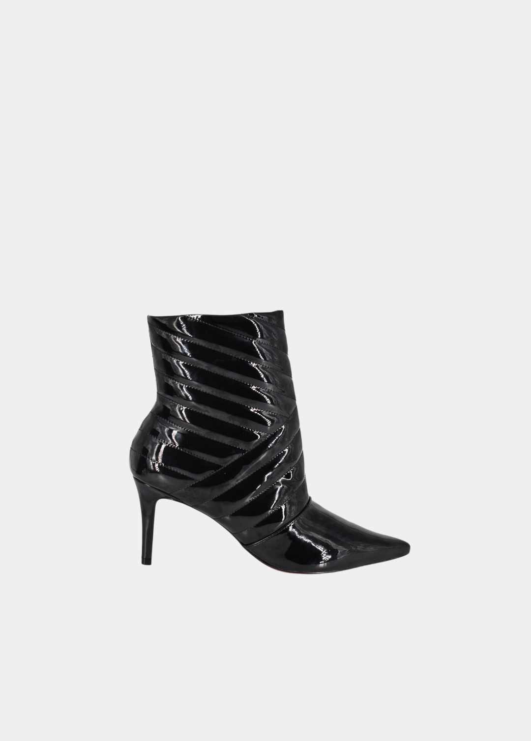 Belle & Lucy High-Glamour  Patent Quilted Ankle Boots - Black