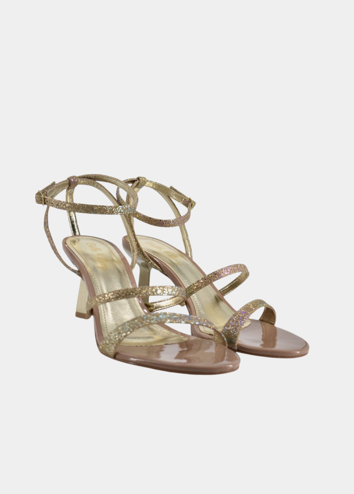 Belle & Lucy Showstopper Sparkle Strap Sandals - Gold