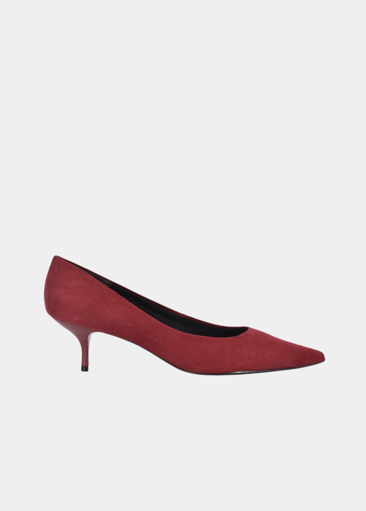 Belle & Lucy  Suedette Kitten Heels - Rich Burgundy
