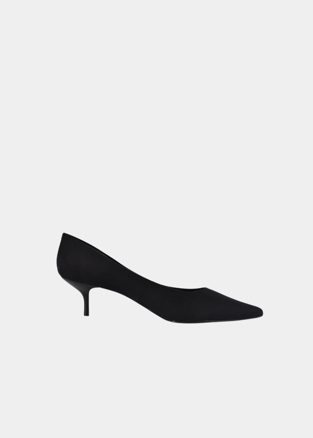 Belle & Lucy Classic Suedette Kitten Heels - Black