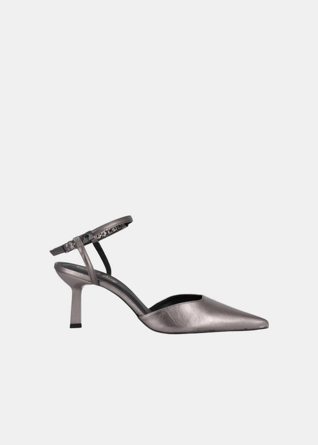 Belle & Lucy Metallic Studded Ankle Strap Pointed Pumps