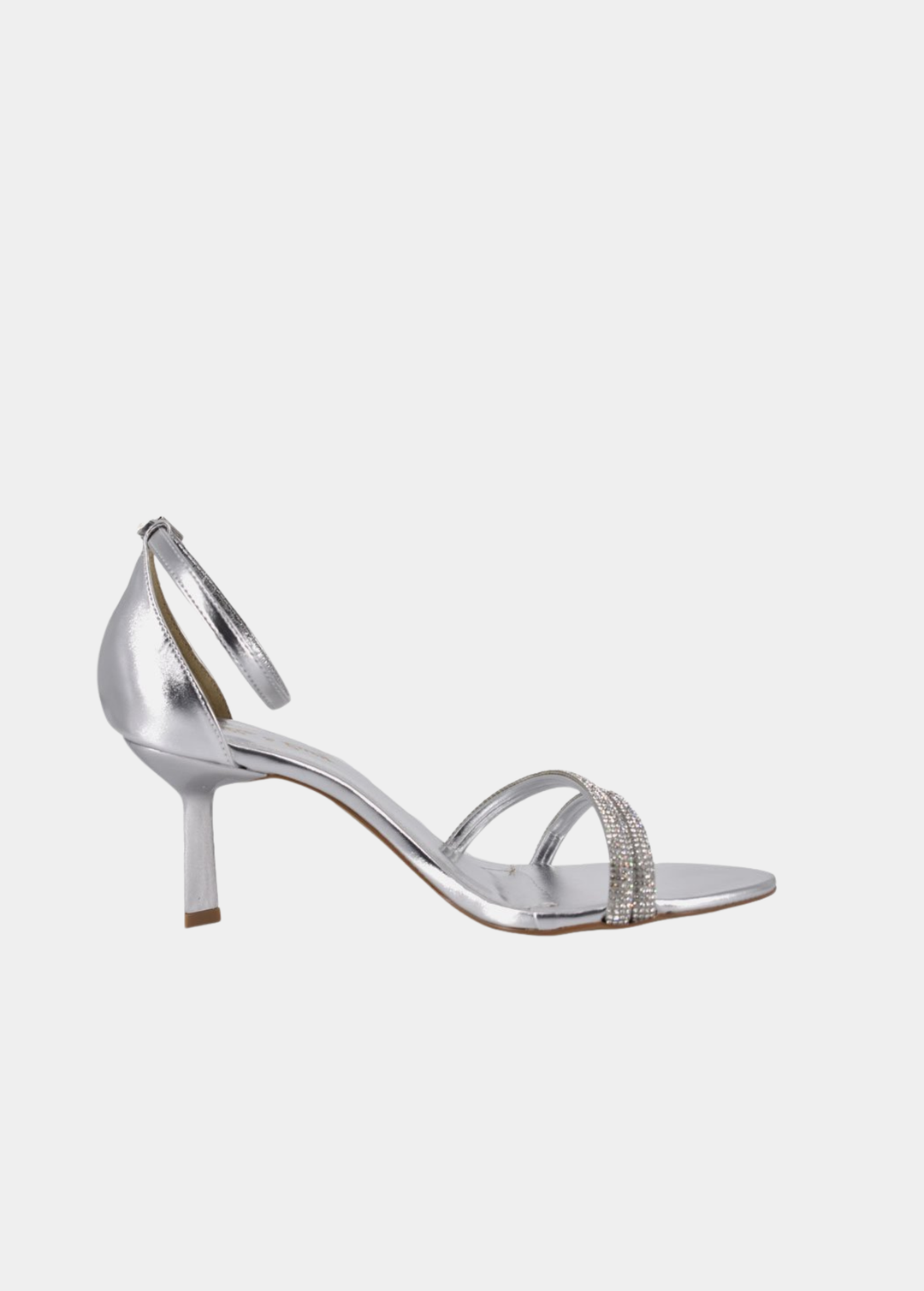 Belle & Lucy Glamorous Diamanté Strap Heels - Silver