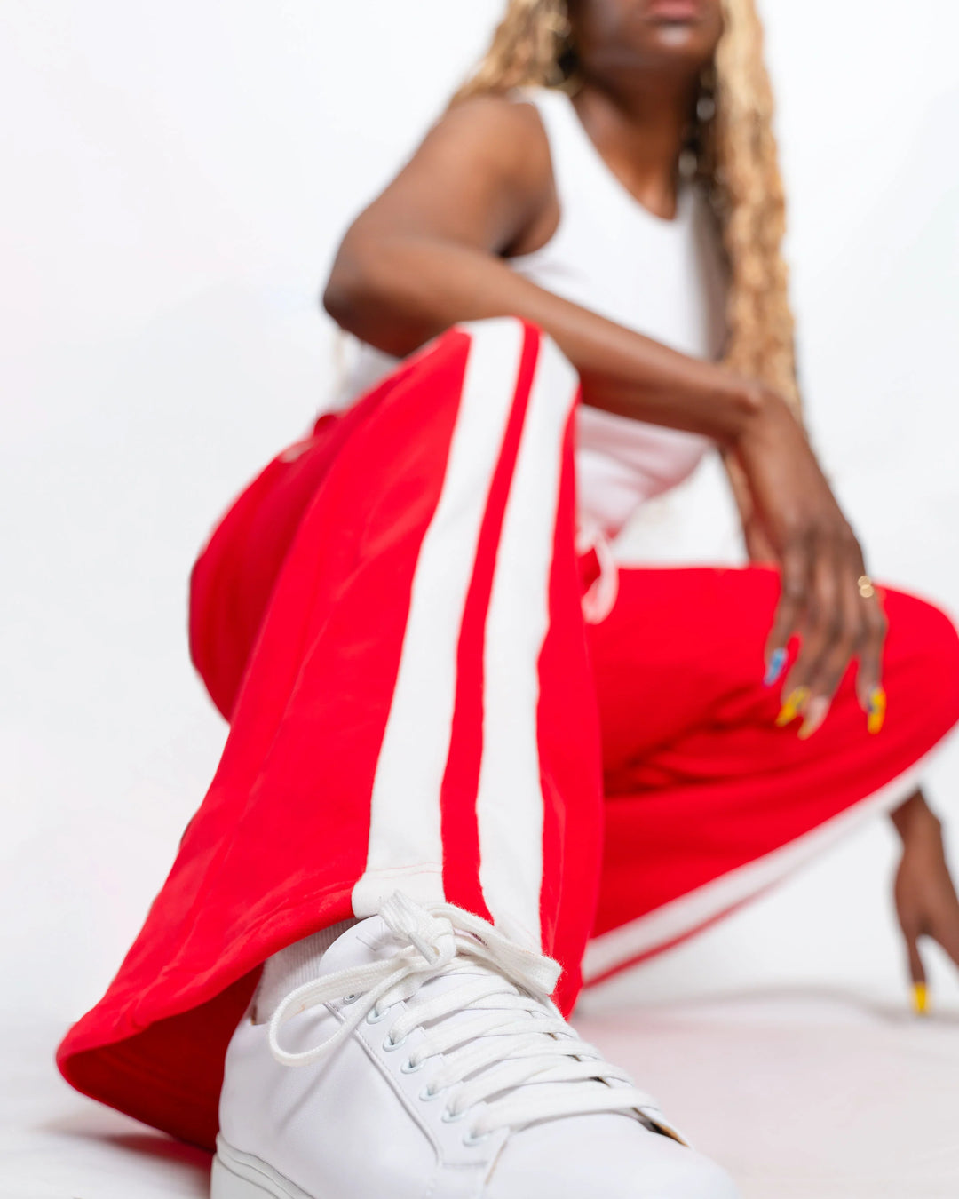 Tall Stripe Sweatpants - Red and White