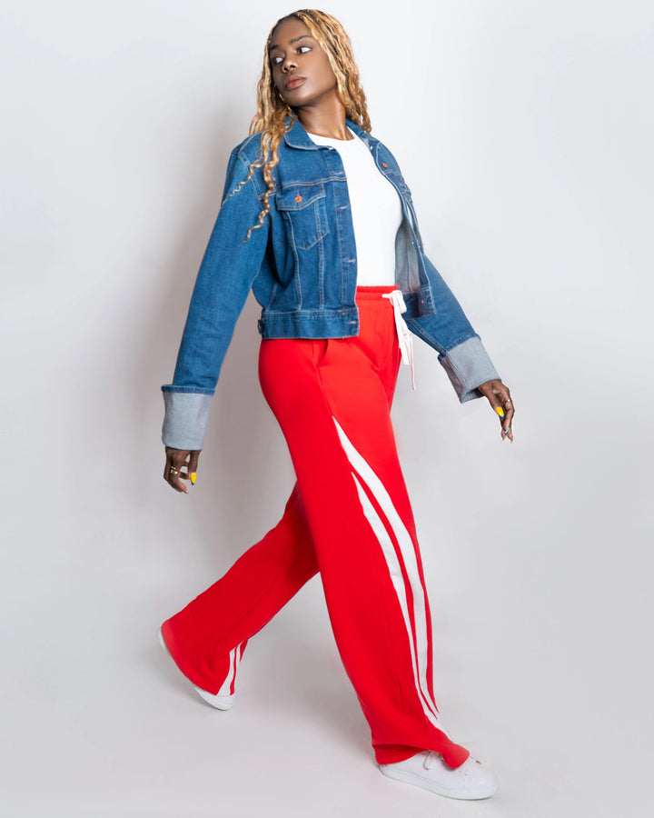 Tall Stripe Sweatpants - Red and White