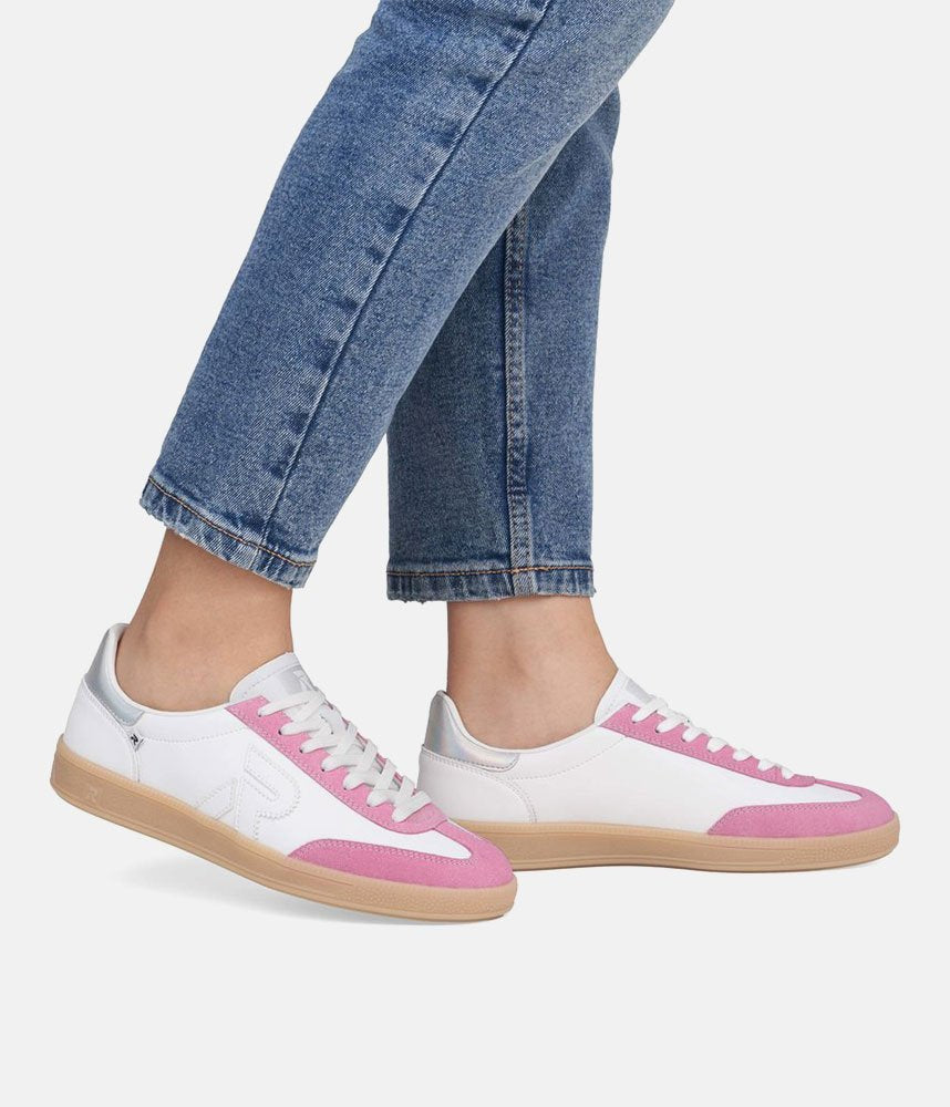 Rieker Gorgeous White/Pink Combi Trainers – Tall Size