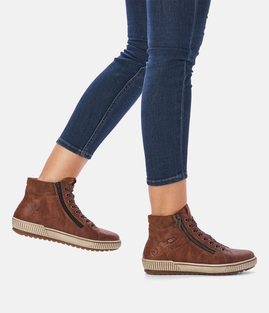 Remonte Stylish High-Top Sneakers - Brown