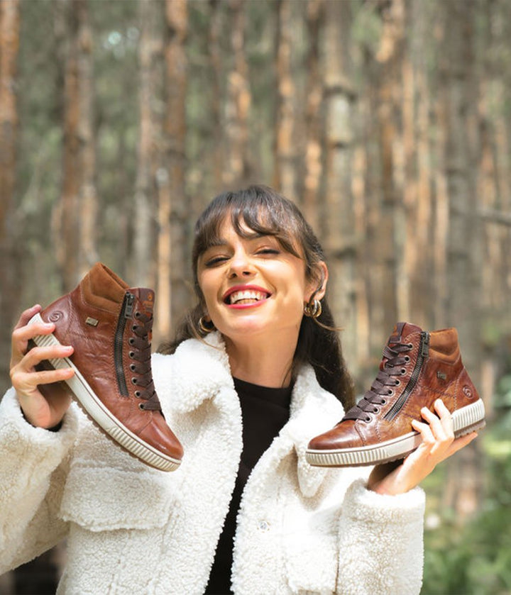 Remonte Stylish High-Top Sneakers - Brown