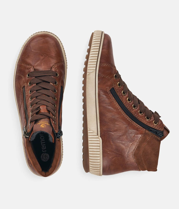 Remonte Stylish High-Top Sneakers - Brown