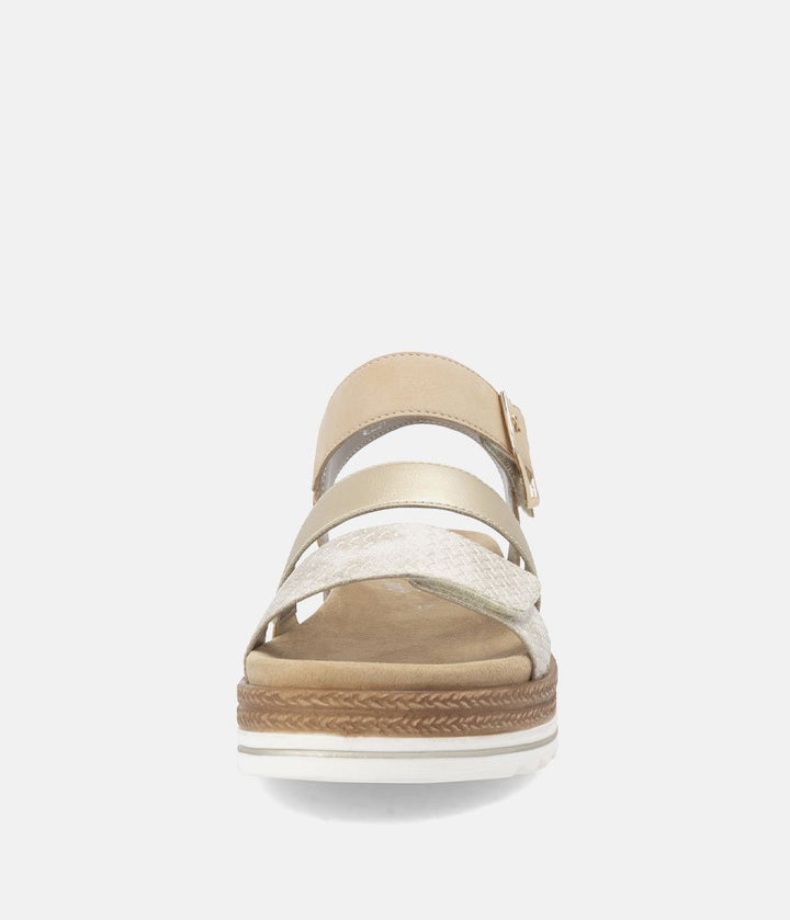 Remonte Gorgeous Beige/Gold Vegan Wedge Sandals