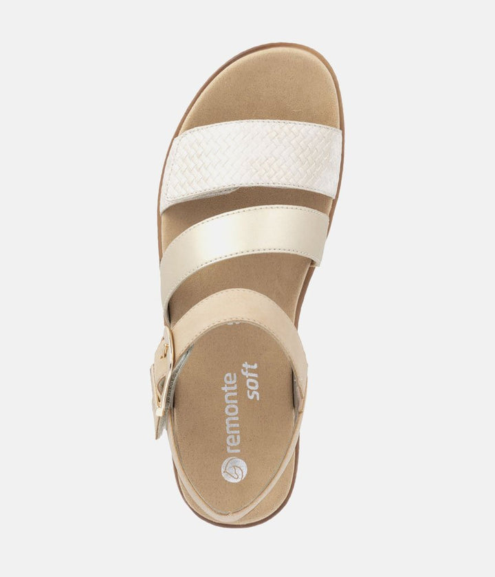 Remonte Gorgeous Beige/Gold Vegan Wedge Sandals