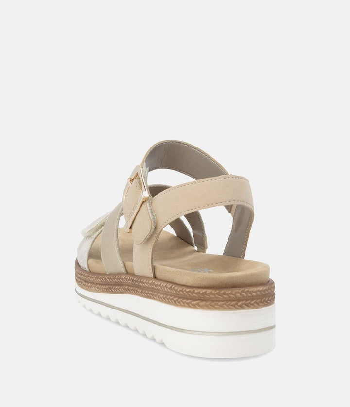 Remonte Gorgeous Beige/Gold Vegan Wedge Sandals