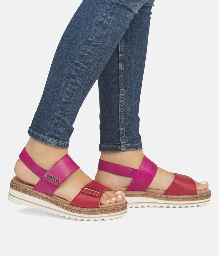 Remonte Versatile Pink/Red Wedge Sandals