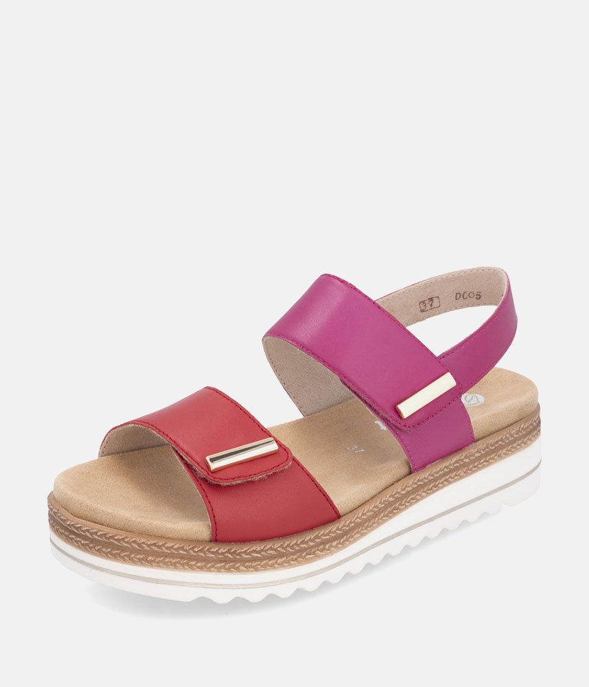 Remonte Versatile Pink/Red Wedge Sandals