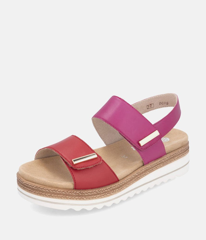 Remonte Versatile Pink/Red Wedge Sandals