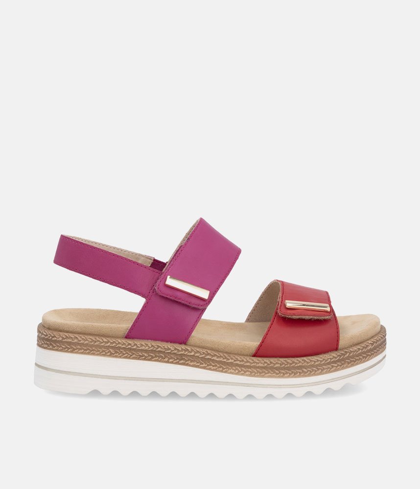 Remonte Versatile Pink/Red Wedge Sandals