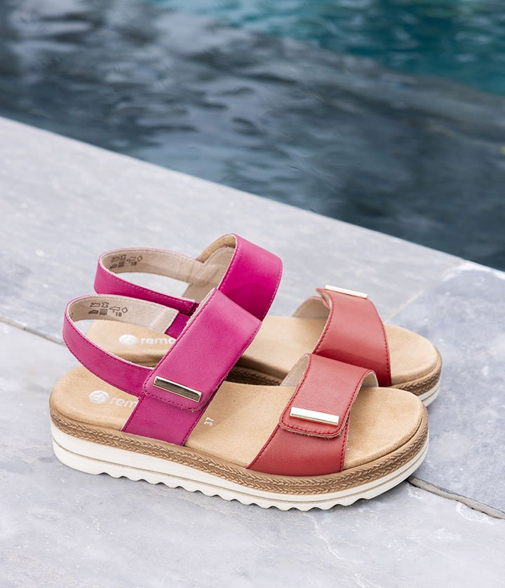 Remonte Versatile Pink/Red Wedge Sandals