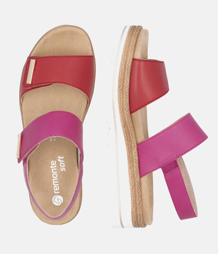 Remonte Versatile Pink/Red Wedge Sandals