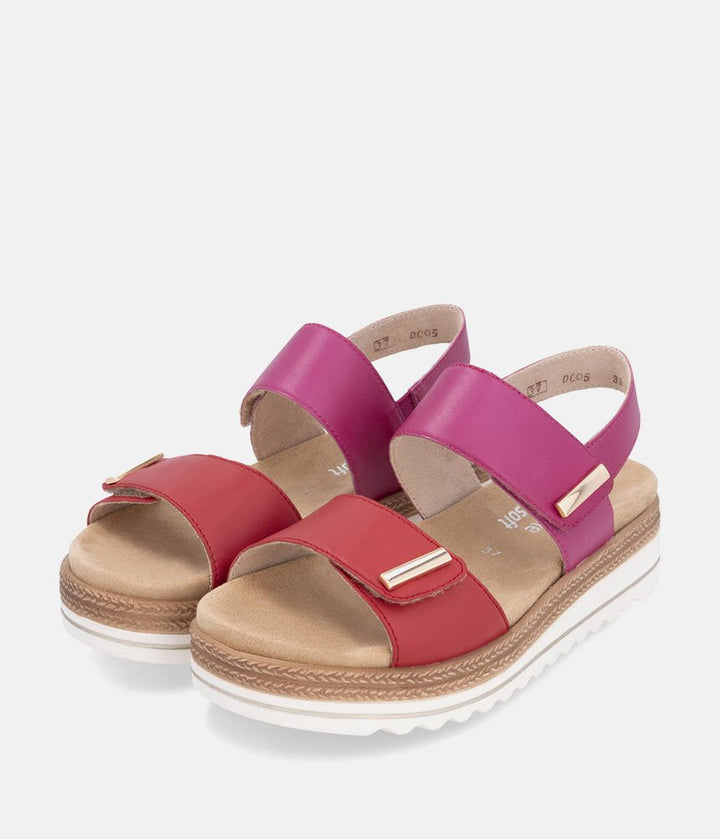 Remonte Versatile Pink/Red Wedge Sandals